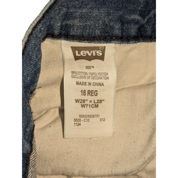 Levi's 505 Straight Blue Jeans Size 28 x 28 16 Reg Boys -0723B114 - Picture 3 of 6